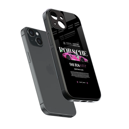 911 Drifting Club sleek iphone 15 cover with tempered glass back and TPU edges