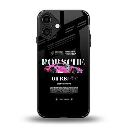 911 Drifting Club back phone cover | glass case for iphone 16 plus