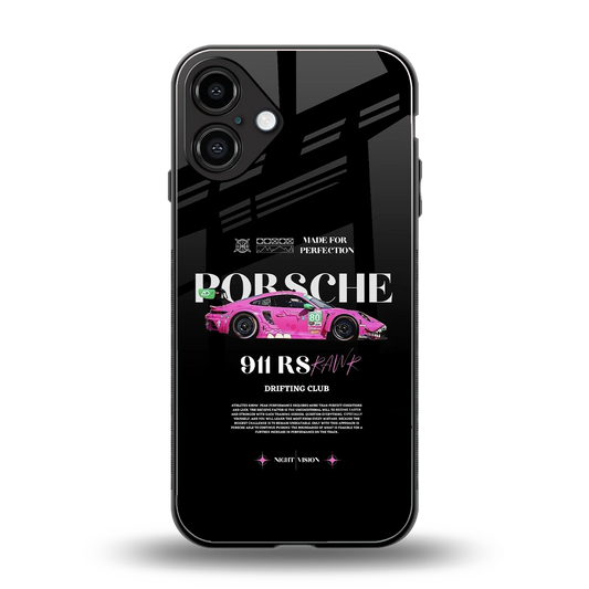 911 Drifting Club back phone cover | glass case for iphone 16 plus
