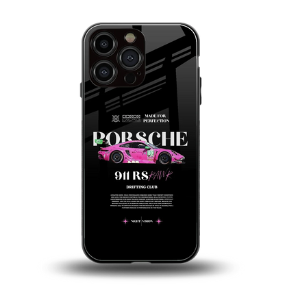 911 Drifting Club back phone cover | glass case for iphone 16 pro max
