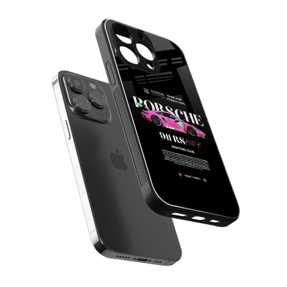 911 Drifting Club sleek iphone 16 pro max cover with tempered glass back and TPU edges