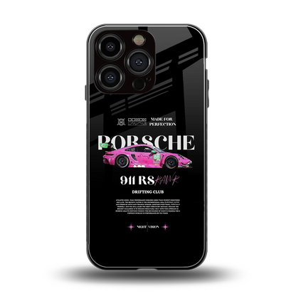 911 Drifting Club back phone cover | glass case for iphone 16 pro