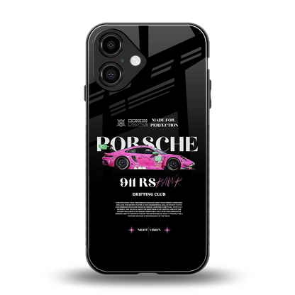 911 Drifting Club back phone cover | glass case for iphone 16