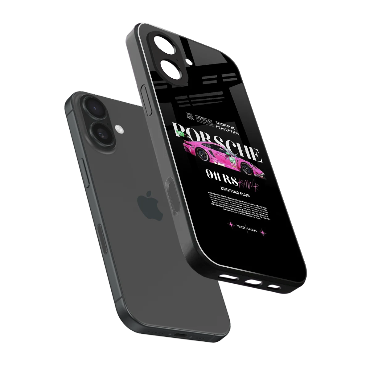 911 Drifting Club sleek iphone 17 cover with tempered glass back and TPU edges