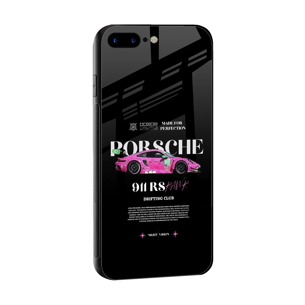 911 Drifting Club sleek iphone 7 plus cover with tempered glass back and TPU edges