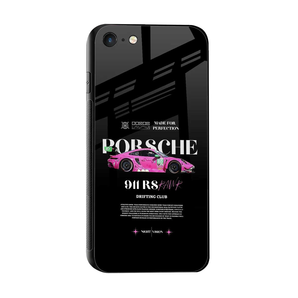 911 Drifting Club sleek iphone 8 cover with tempered glass back and TPU edges