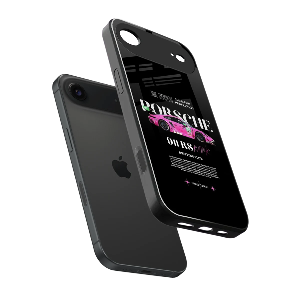911 Drifting Club sleek iphone air cover with tempered glass back and TPU edges