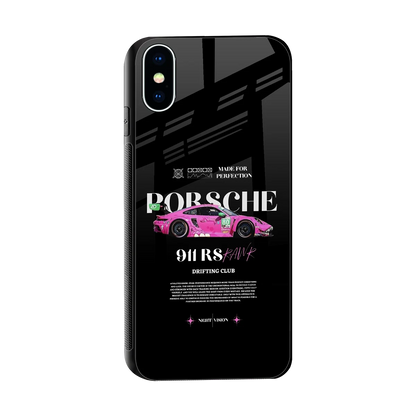 911 Drifting Club sleek iphone x cover with tempered glass back and TPU edges
