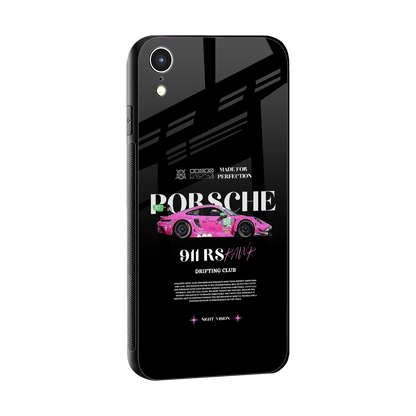 911 Drifting Club sleek iphone xr cover with tempered glass back and TPU edges