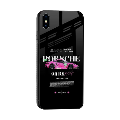 911 Drifting Club sleek iphone xs max cover with tempered glass back and TPU edges