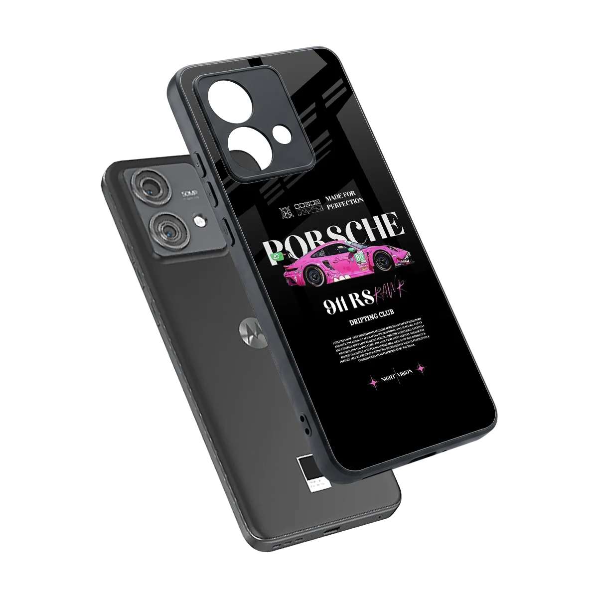 911 Drifting Club sleek motorola edge 40 neo 5g cover with tempered glass back and TPU edges