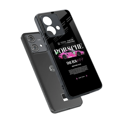 911 Drifting Club sleek motorola edge 40 neo 5g cover with tempered glass back and TPU edges
