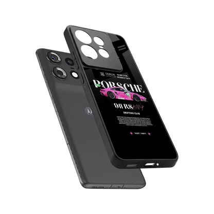 911 Drifting Club sleek motorola edge 50 pro cover with tempered glass back and TPU edges