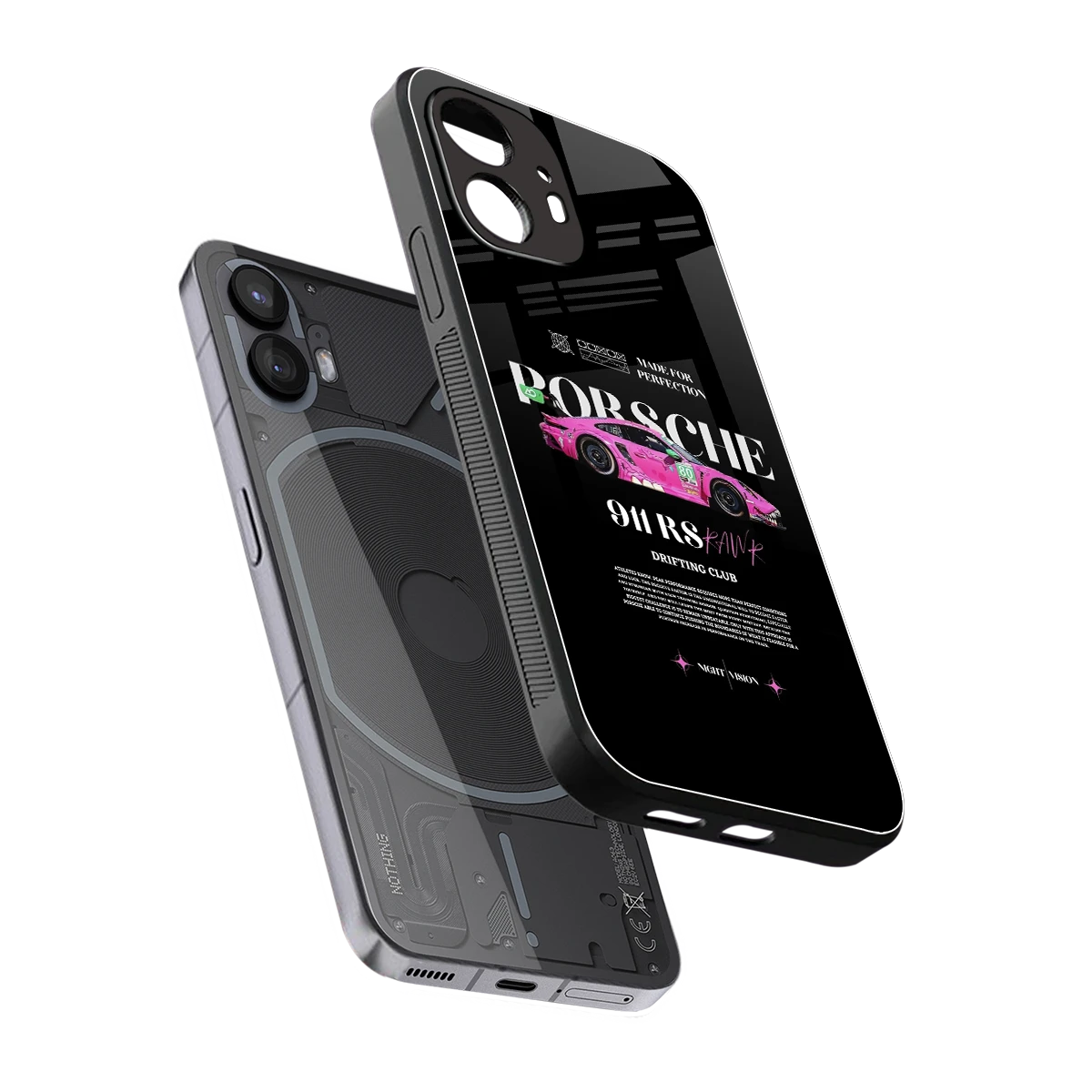 911 Drifting Club sleek nothing phone 2 cover with tempered glass back and TPU edges