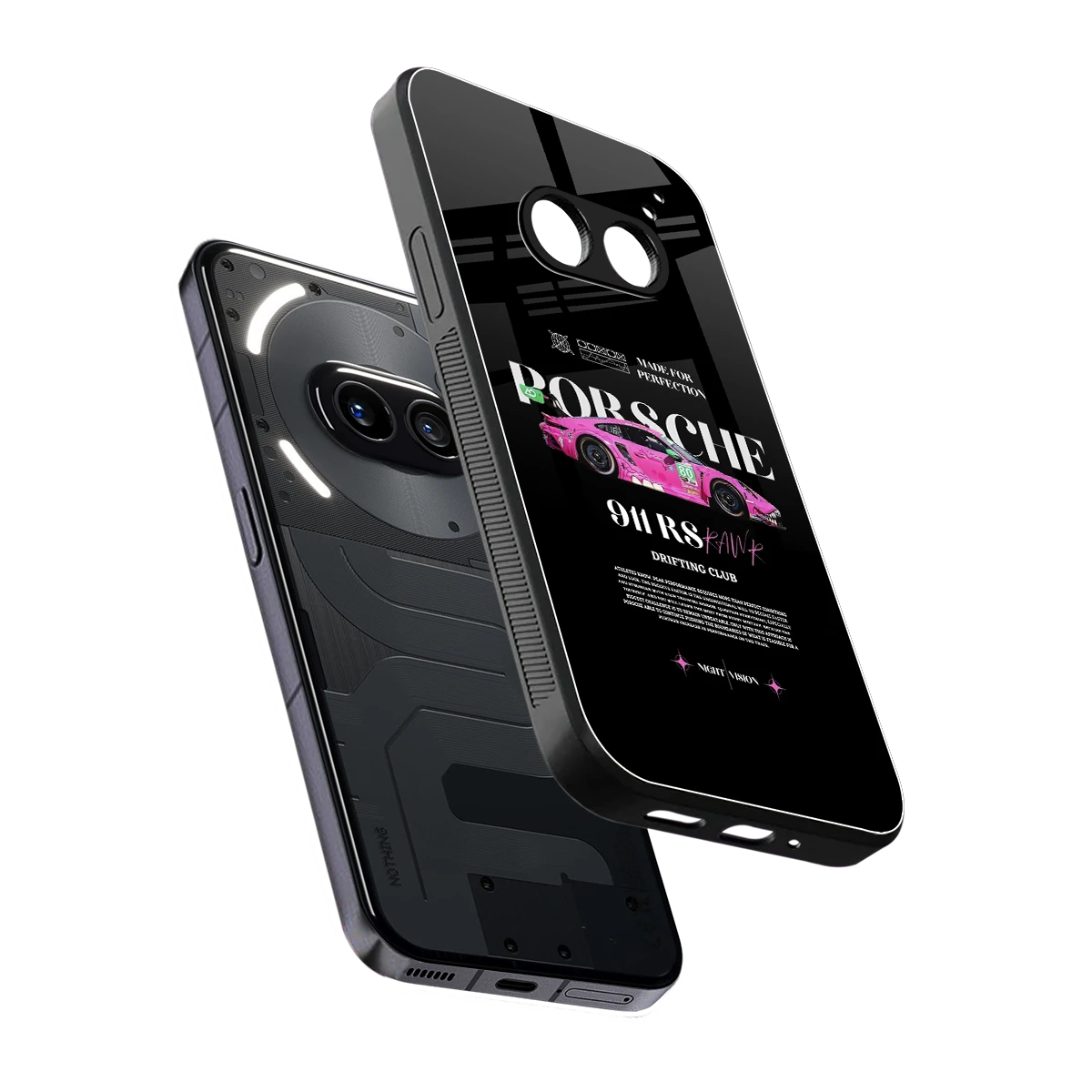 911 Drifting Club sleek nothing phone 2a cover with tempered glass back and TPU edges
