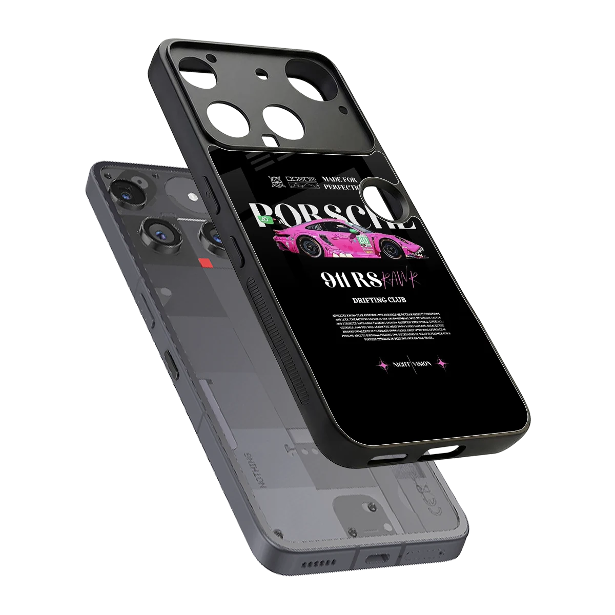 911 Drifting Club sleek nothing phone 3 cover with tempered glass back and TPU edges