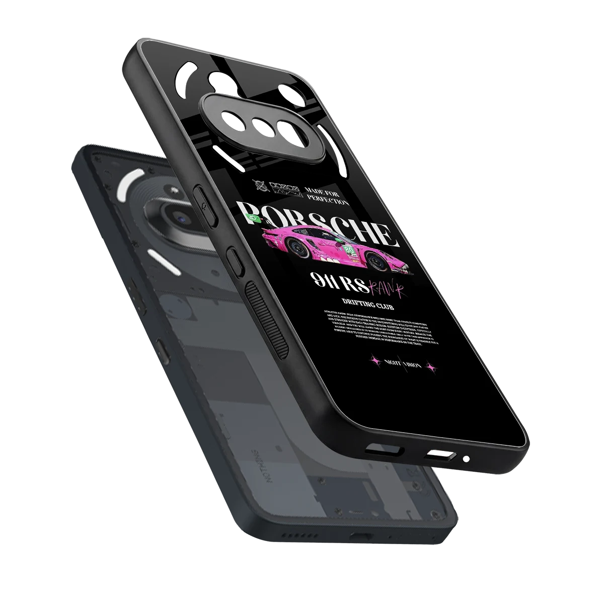 911 Drifting Club sleek nothing phone 3a cover with tempered glass back and TPU edges