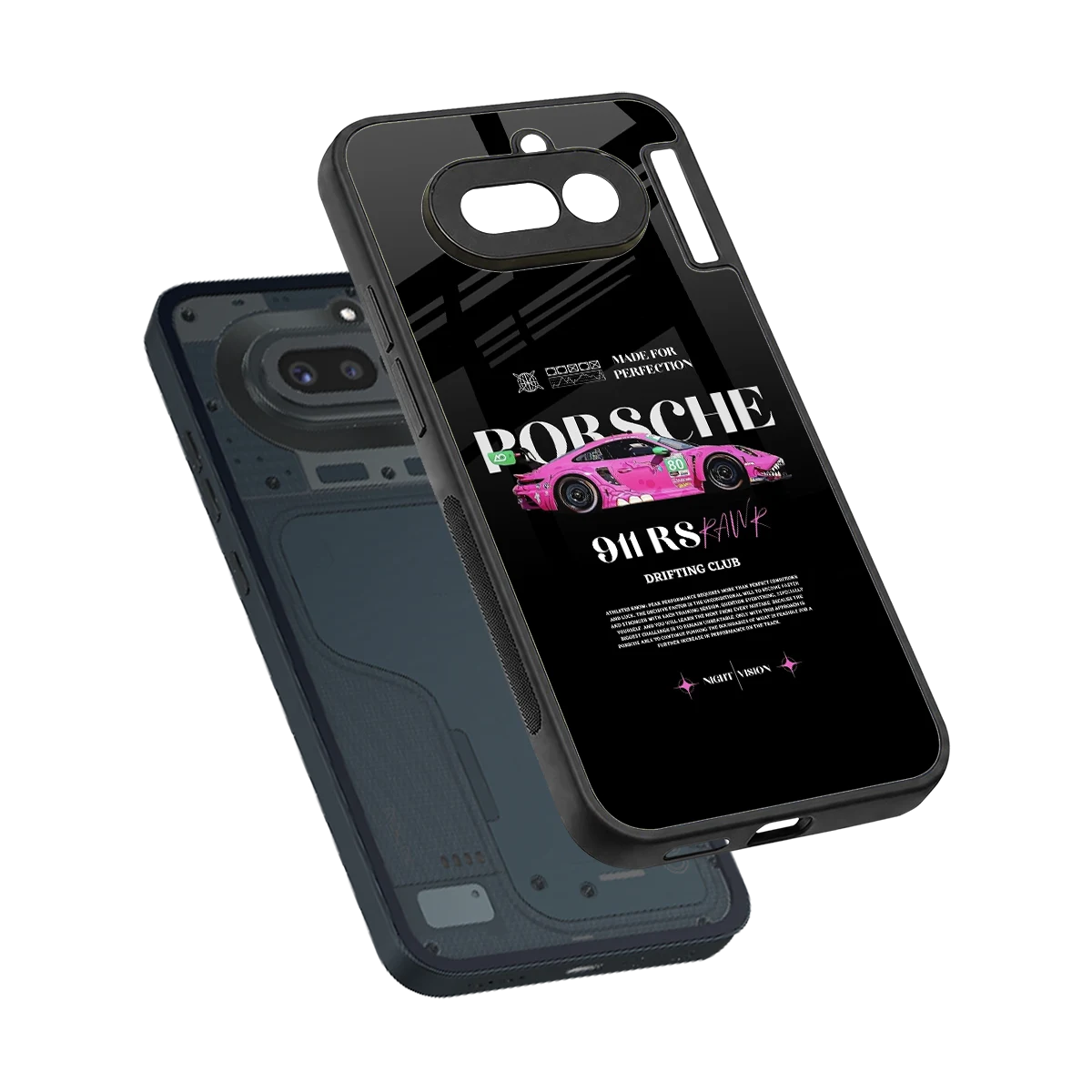 911 Drifting Club sleek nothing phone 4a cover with tempered glass back and TPU edges