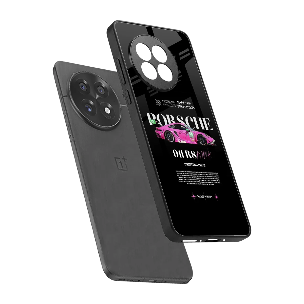 911 Drifting Club sleek oneplus 13r cover with tempered glass back and TPU edges