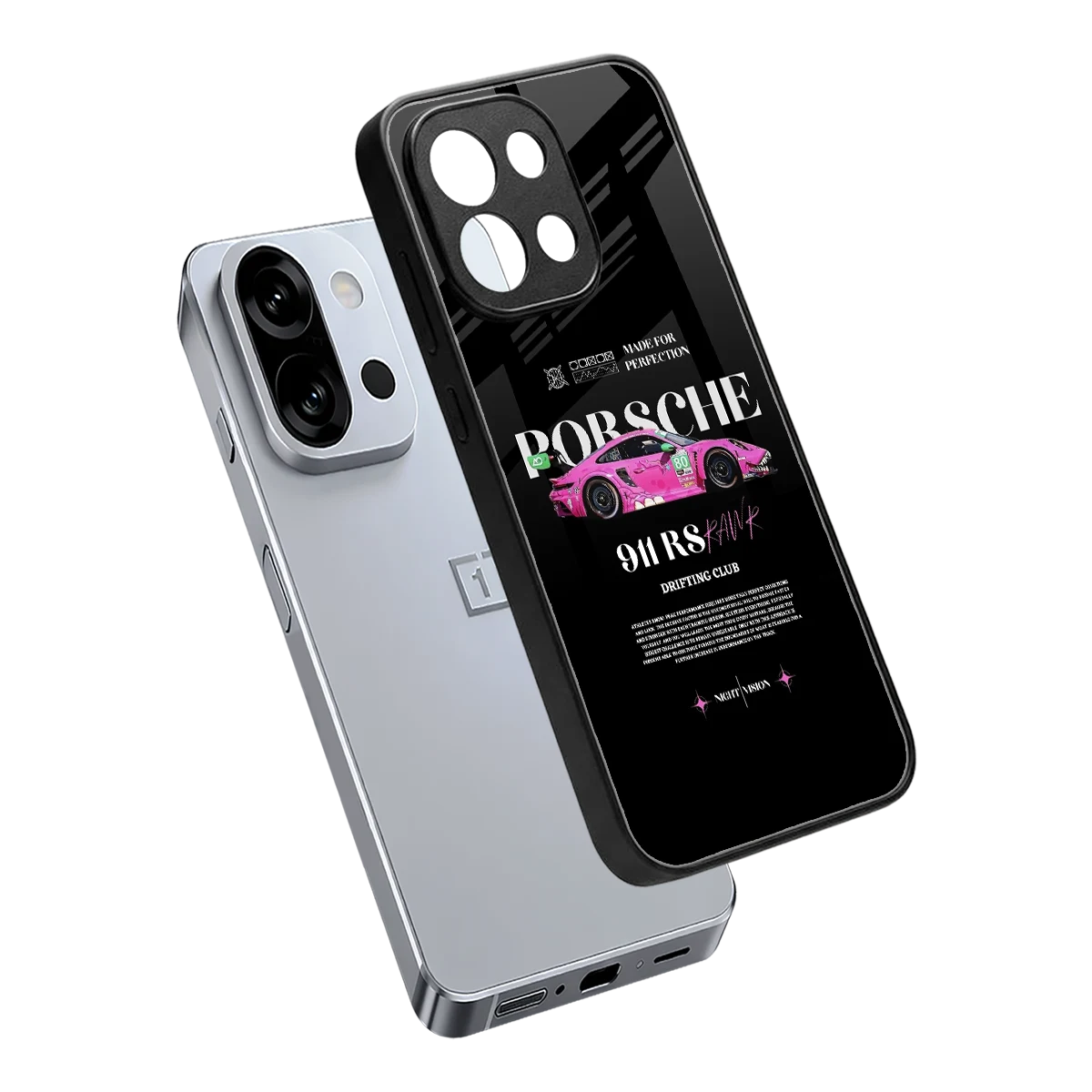 911 Drifting Club sleek oneplus 13s cover with tempered glass back and TPU edges