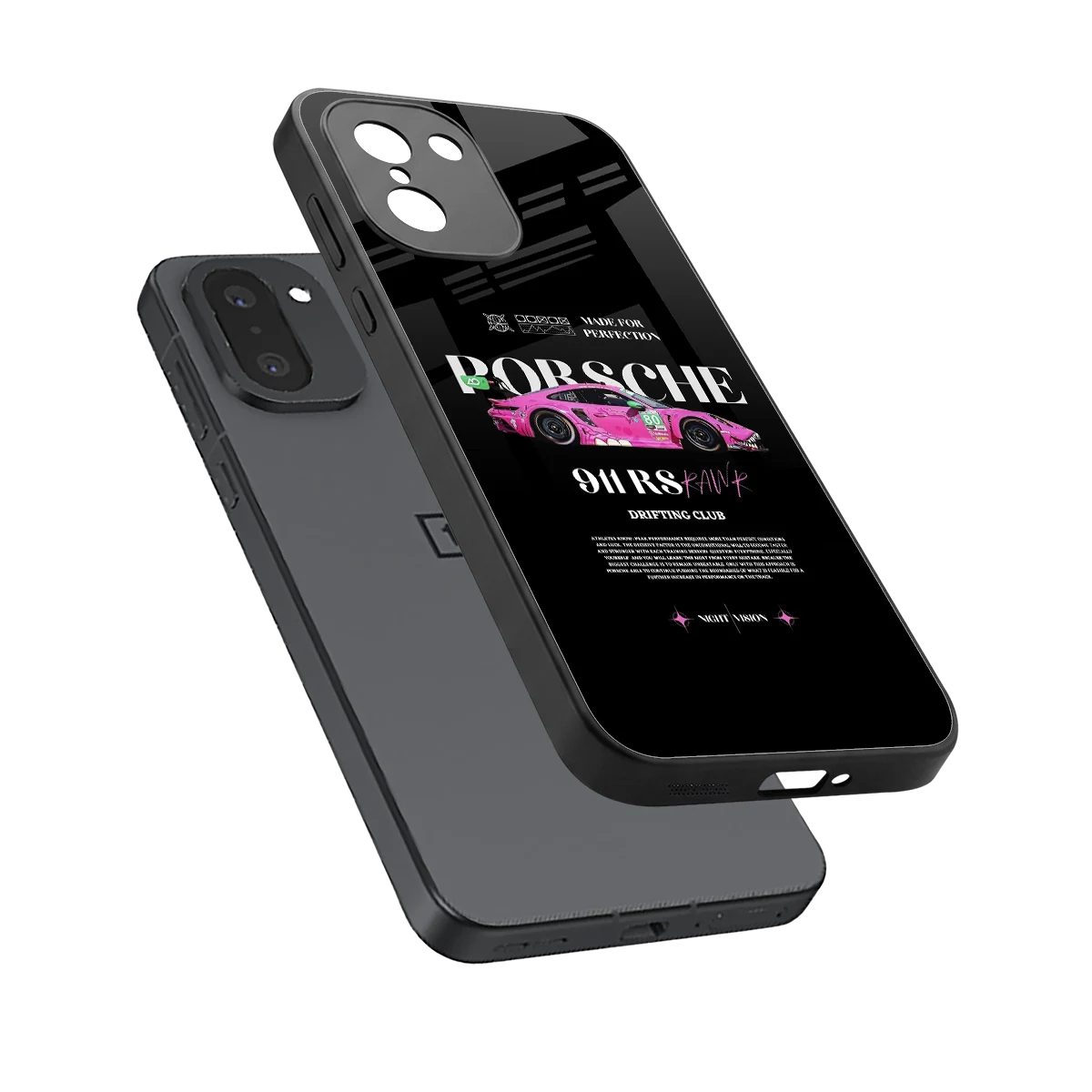 911 Drifting Club sleek oneplus 15r cover with tempered glass back and TPU edges