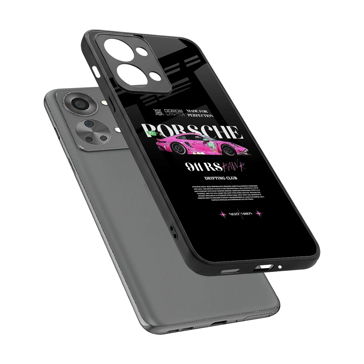 911 Drifting Club sleek oneplus nord 2t cover with tempered glass back and TPU edges