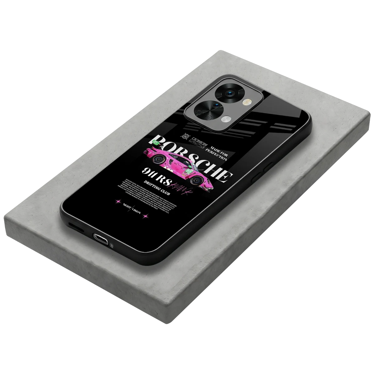 911 Drifting Club stylish phone case for oneplus nord 2t | glossy glass and slim fit