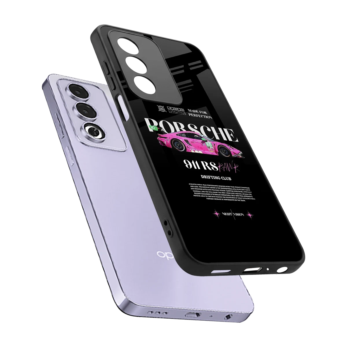 911 Drifting Club sleek oppo a3 pro cover with tempered glass back and TPU edges