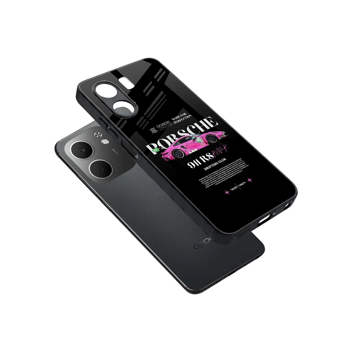 911 Drifting Club sleek oppo a5x 5g cover with tempered glass back and TPU edges