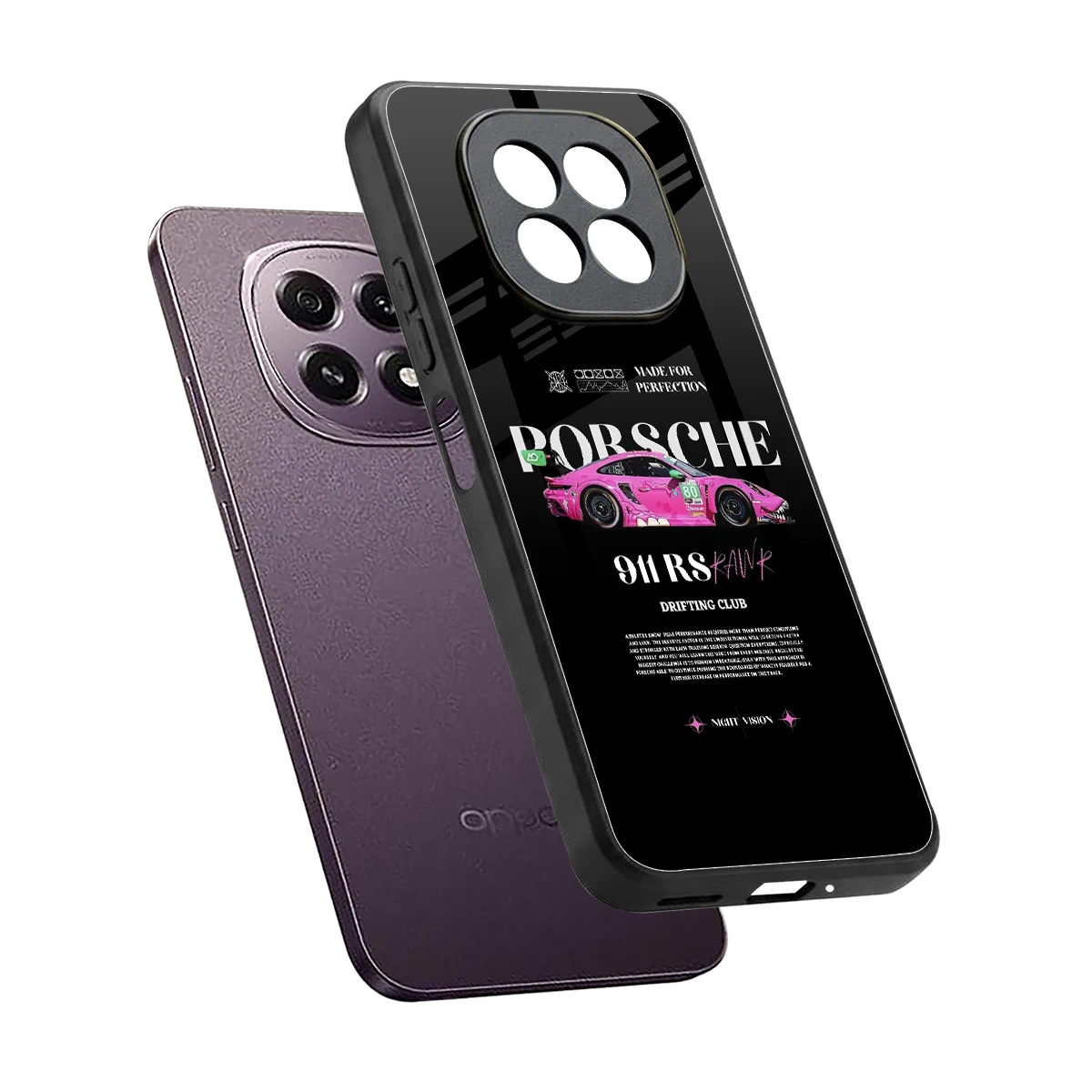 911 Drifting Club sleek oppo f29 5g cover with tempered glass back and TPU edges