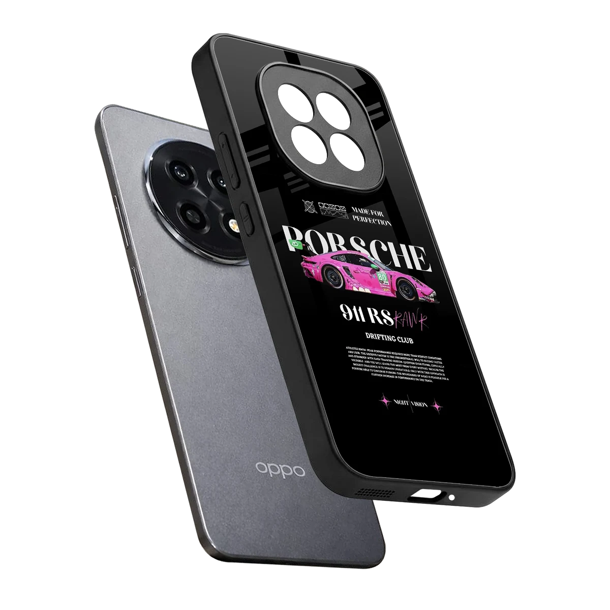 911 Drifting Club sleek oppo f29 pro 5g cover with tempered glass back and TPU edges