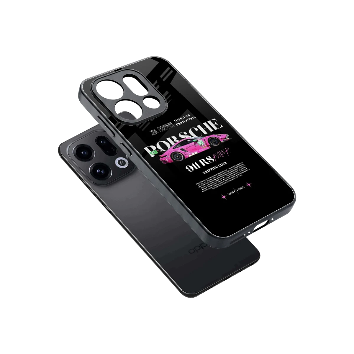 911 Drifting Club sleek oppo find x9 cover with tempered glass back and TPU edges