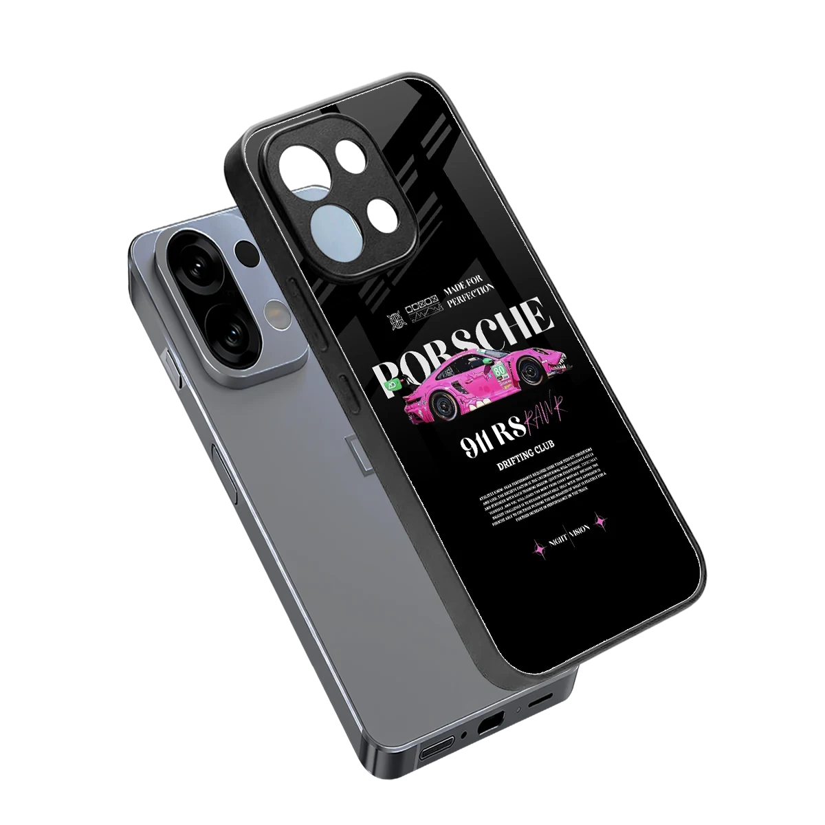 911 Drifting Club sleek oppo k13 5g cover with tempered glass back and TPU edges