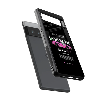 911 Drifting Club sleek google pixel 6 pro cover with tempered glass back and TPU edges