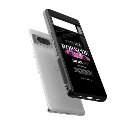 911 Drifting Club sleek google pixel 7 pro cover with tempered glass back and TPU edges