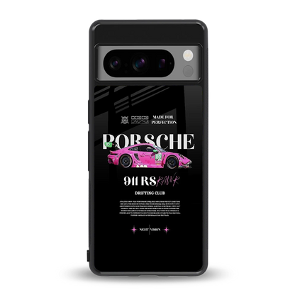 911 Drifting Club back phone cover | glass case for google pixel 8 pro