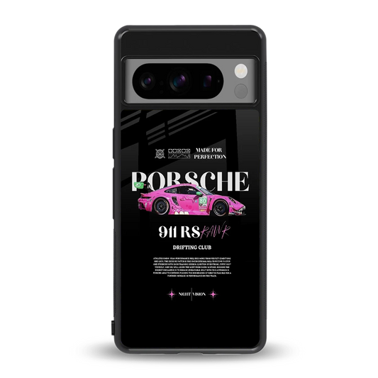 911 Drifting Club back phone cover | glass case for google pixel 8 pro