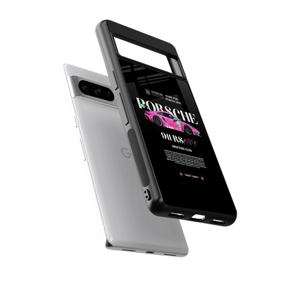 911 Drifting Club sleek google pixel 8 pro cover with tempered glass back and TPU edges