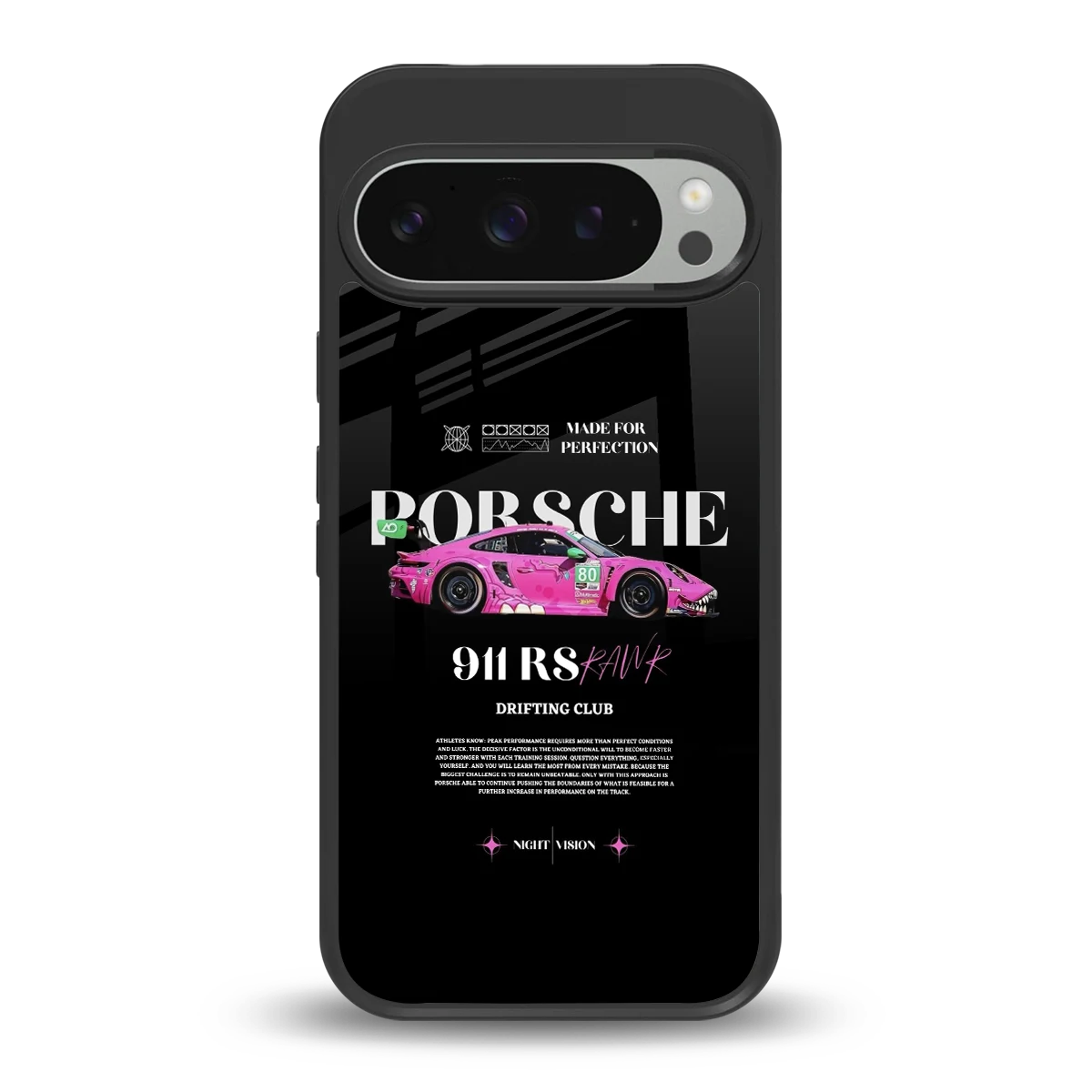 911 Drifting Club back phone cover | glass case for google pixel 9 pro xl