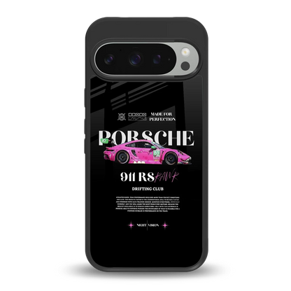911 Drifting Club back phone cover | glass case for google pixel 9 pro xl