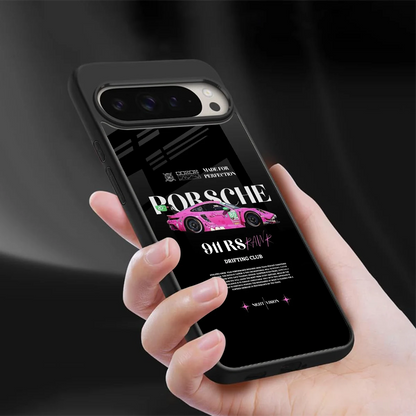 911 Drifting Club sleek google pixel 9 pro xl cover with tempered glass back and TPU edges