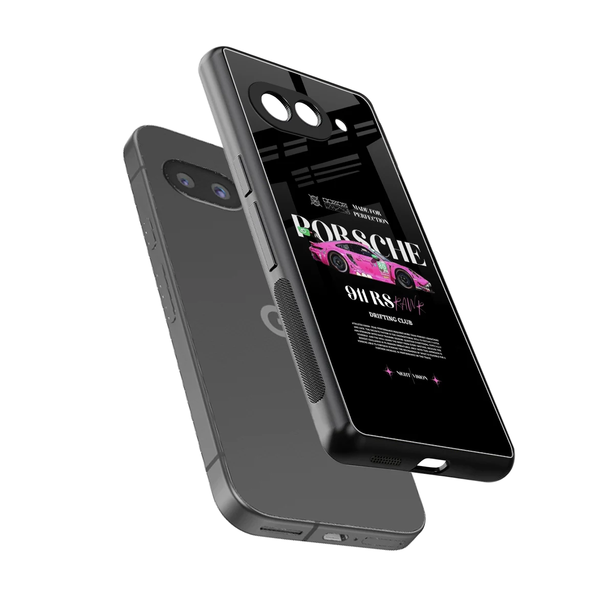 911 Drifting Club sleek google pixel 10a cover with tempered glass back and TPU edges
