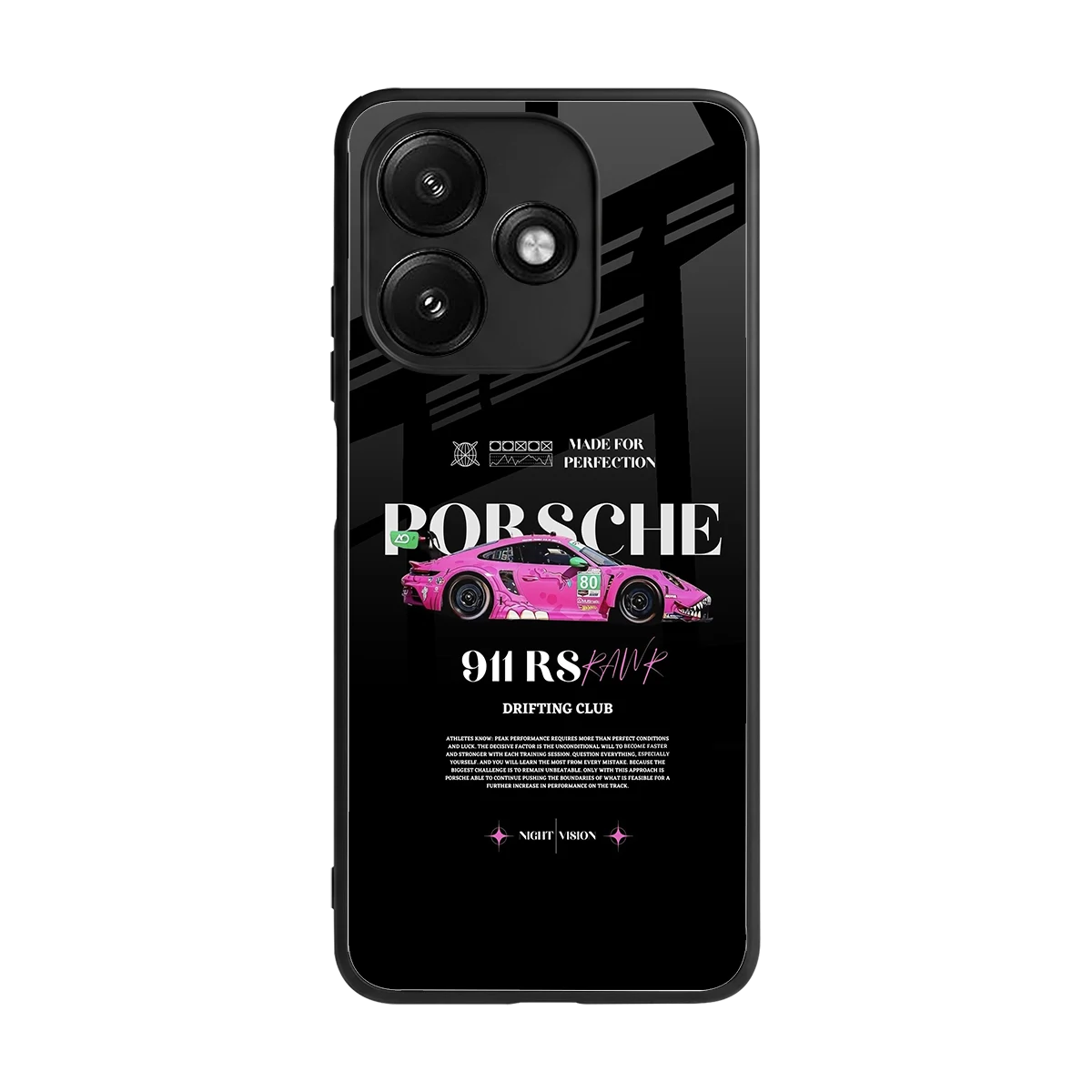 911 Drifting Club back phone cover | glass case for redmi 12 5g