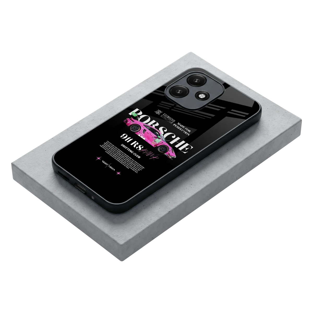 911 Drifting Club stylish phone case for redmi 12 5g | glossy glass and slim fit