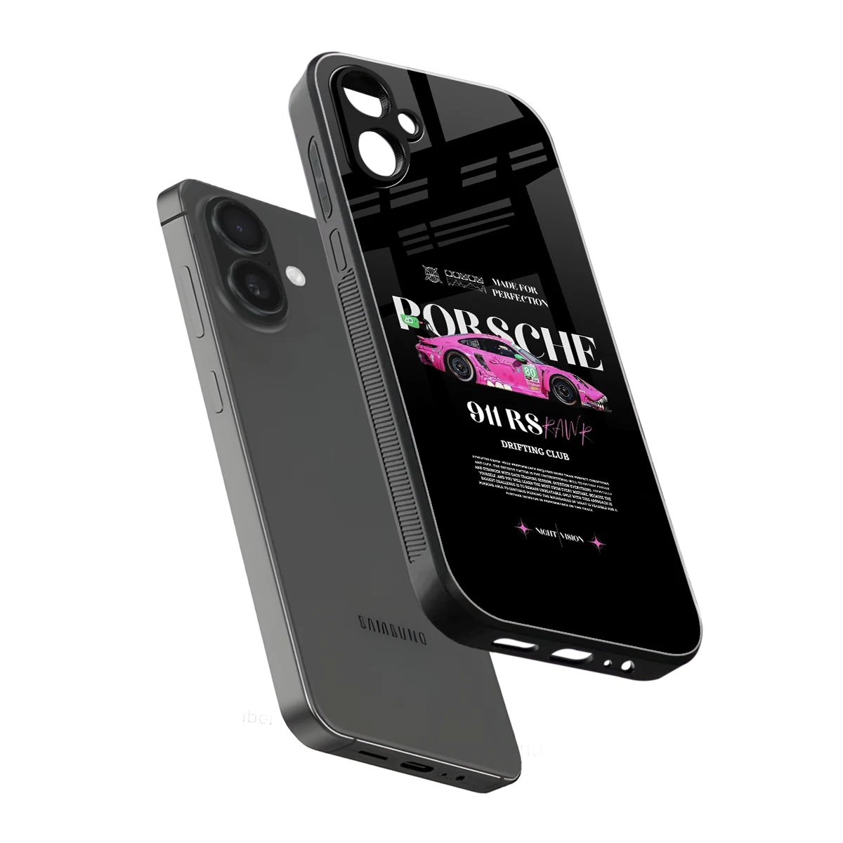 911 Drifting Club sleek samsung galaxy a06 5g cover with tempered glass back and TPU edges