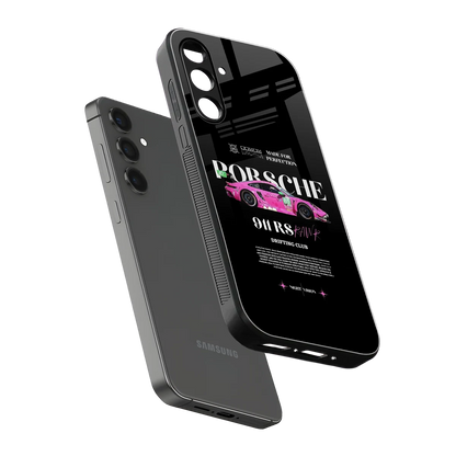 911 Drifting Club sleek samsung galaxy a55 5g cover with tempered glass back and TPU edges