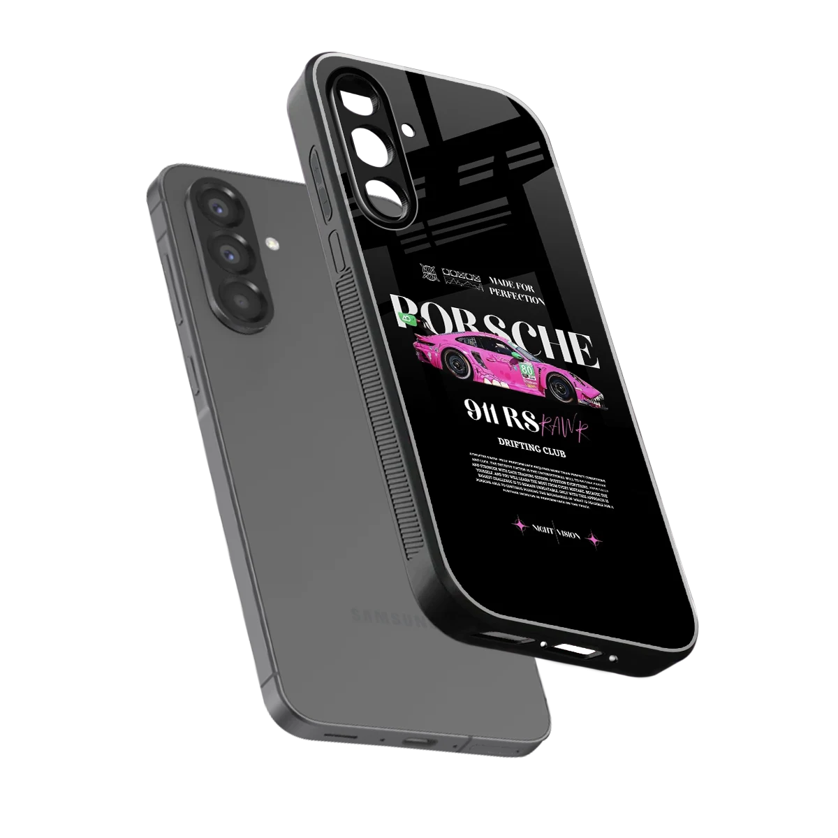 911 Drifting Club sleek samsung galaxy a37 5g cover with tempered glass back and TPU edges