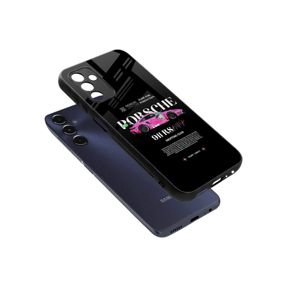 911 Drifting Club sleek samsung galaxy m14 5g cover with tempered glass back and TPU edges