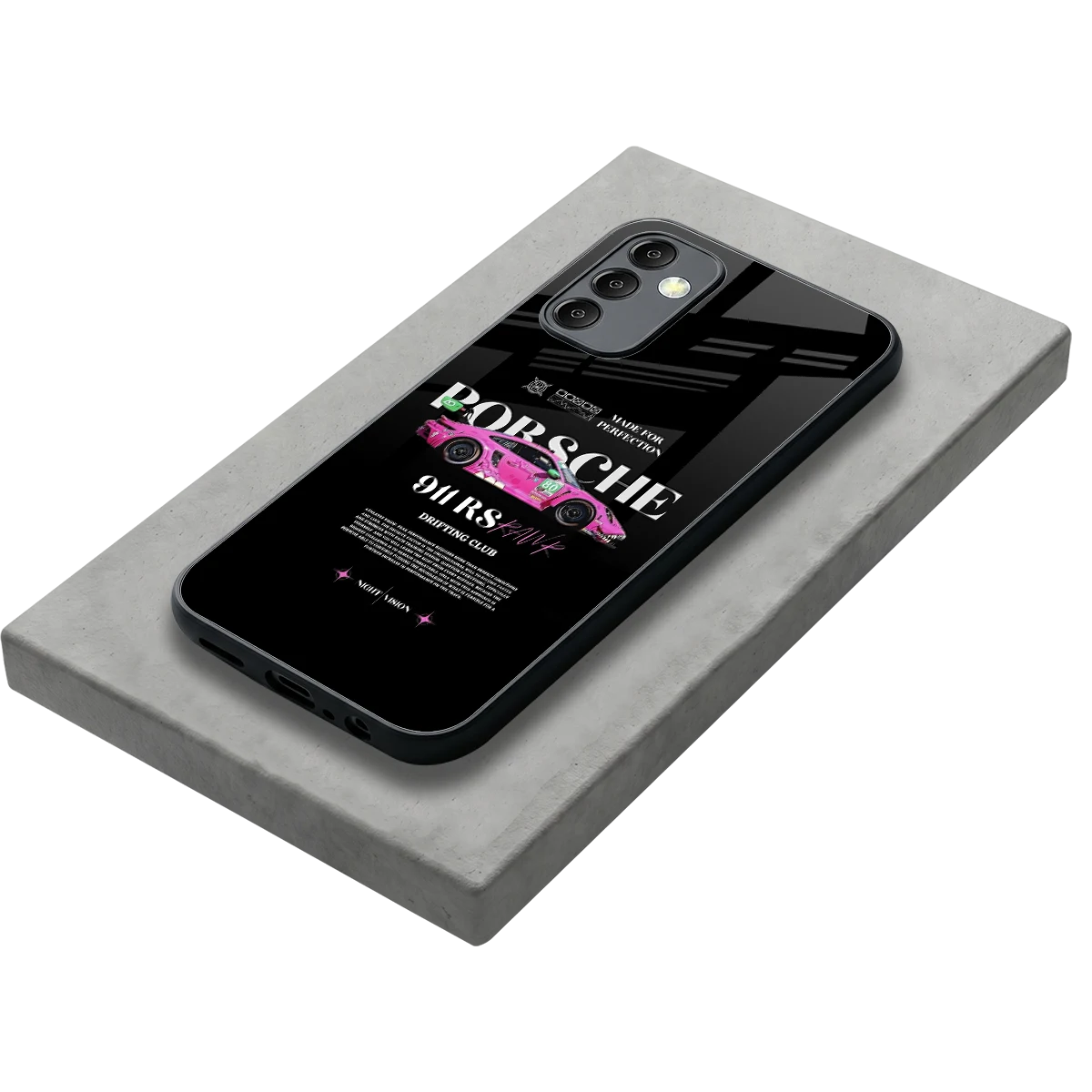 911 Drifting Club stylish phone case for samsung galaxy m14 5g | glossy glass and slim fit