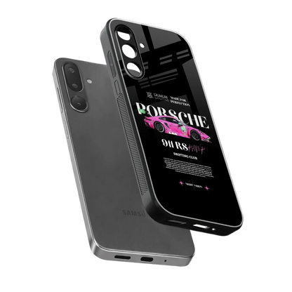 911 Drifting Club sleek samsung galaxy m36 5g cover with tempered glass back and TPU edges